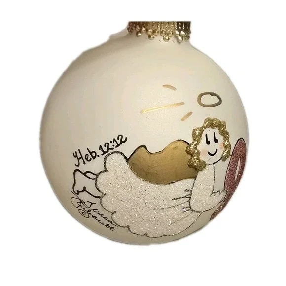 Heart Gift By Teresa Thibault Angel XMas Ornament Pink Ribbon Heb 12:12 Faith - Picture 6 of 8